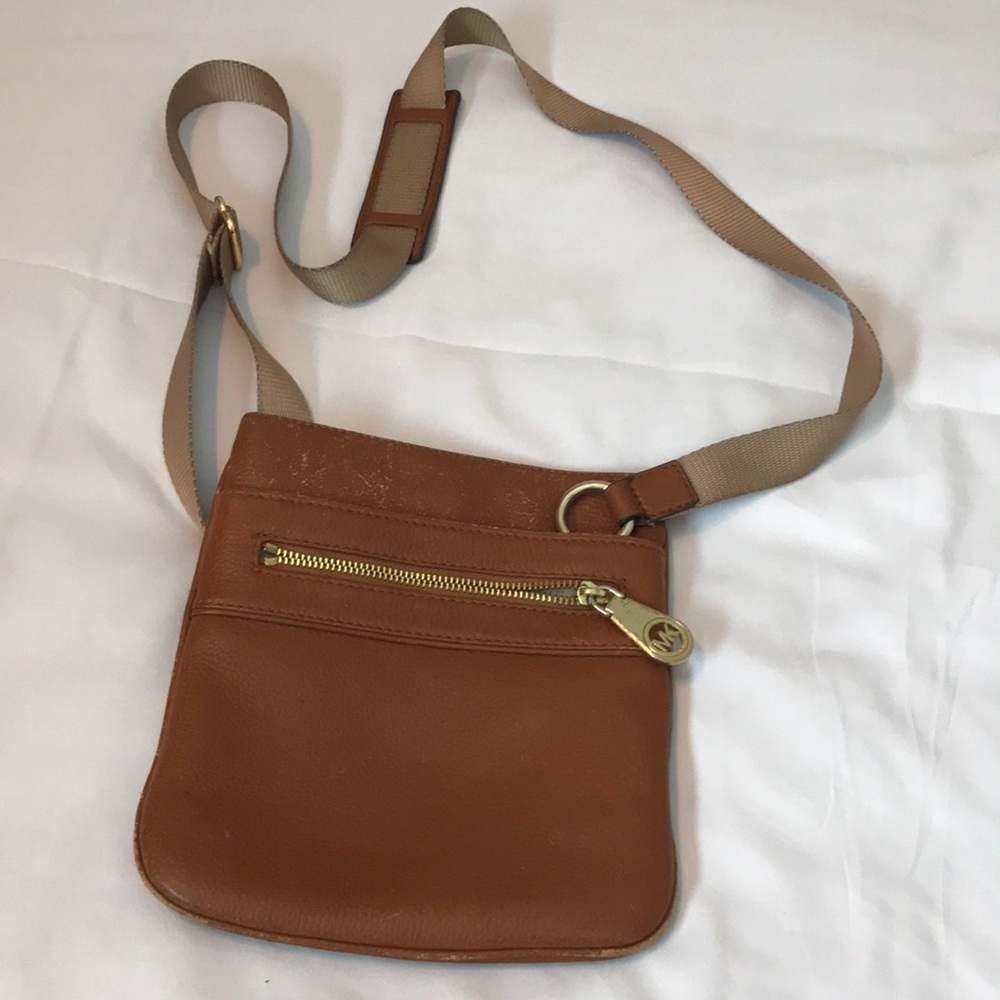 Brown Michael Kors Crossbody Bag with Gold MK logo
